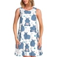 thumbnail image 1 of Easygdp Cute Hippos para Vestido Transpirable de Mujer, Vestido Suelto de Manga Corta con Pliegues y Bolsillos para el Verano, 1 of 7
