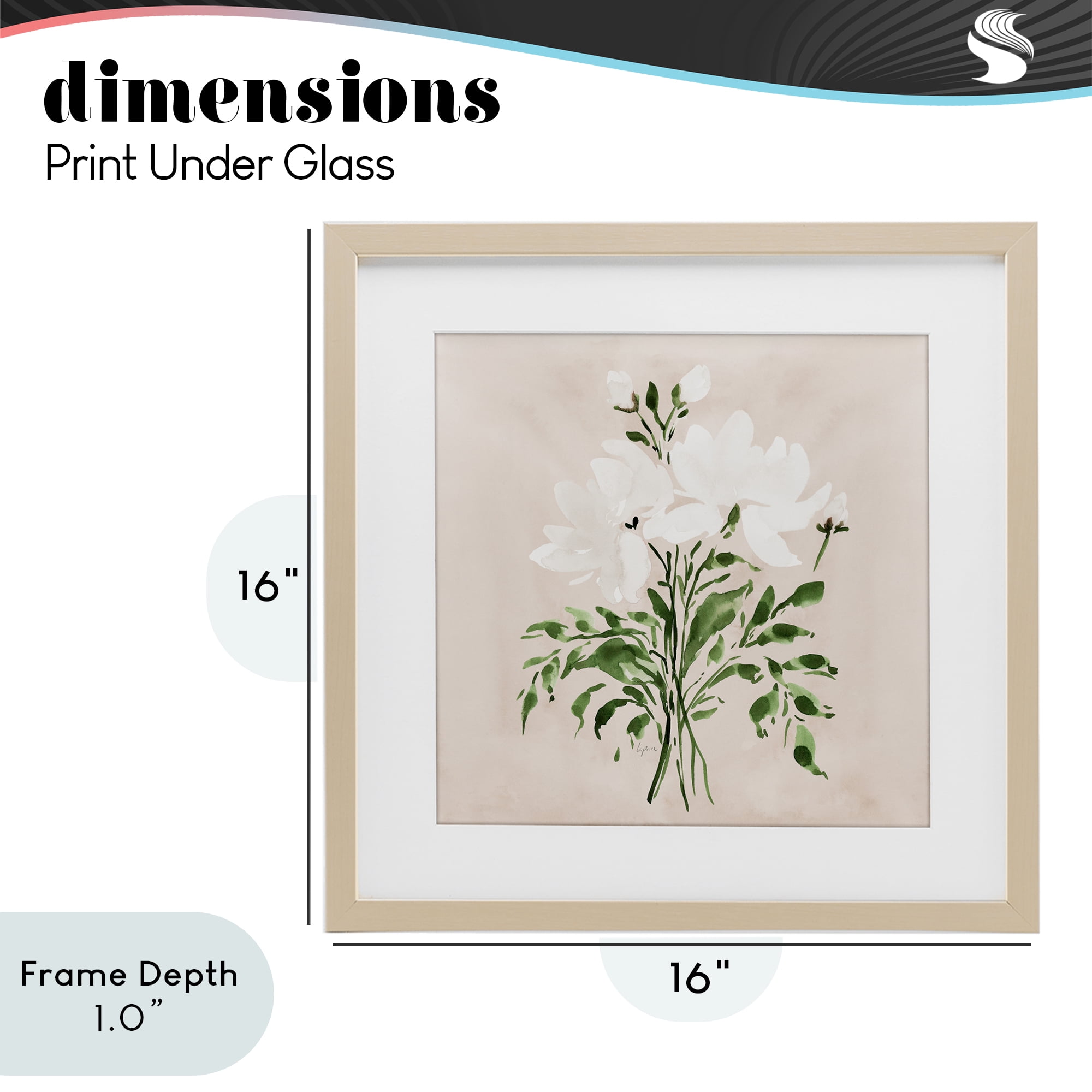Stupell Industries White On Tan Floral Birch Framed Print Under Glass, design by Lucille Price