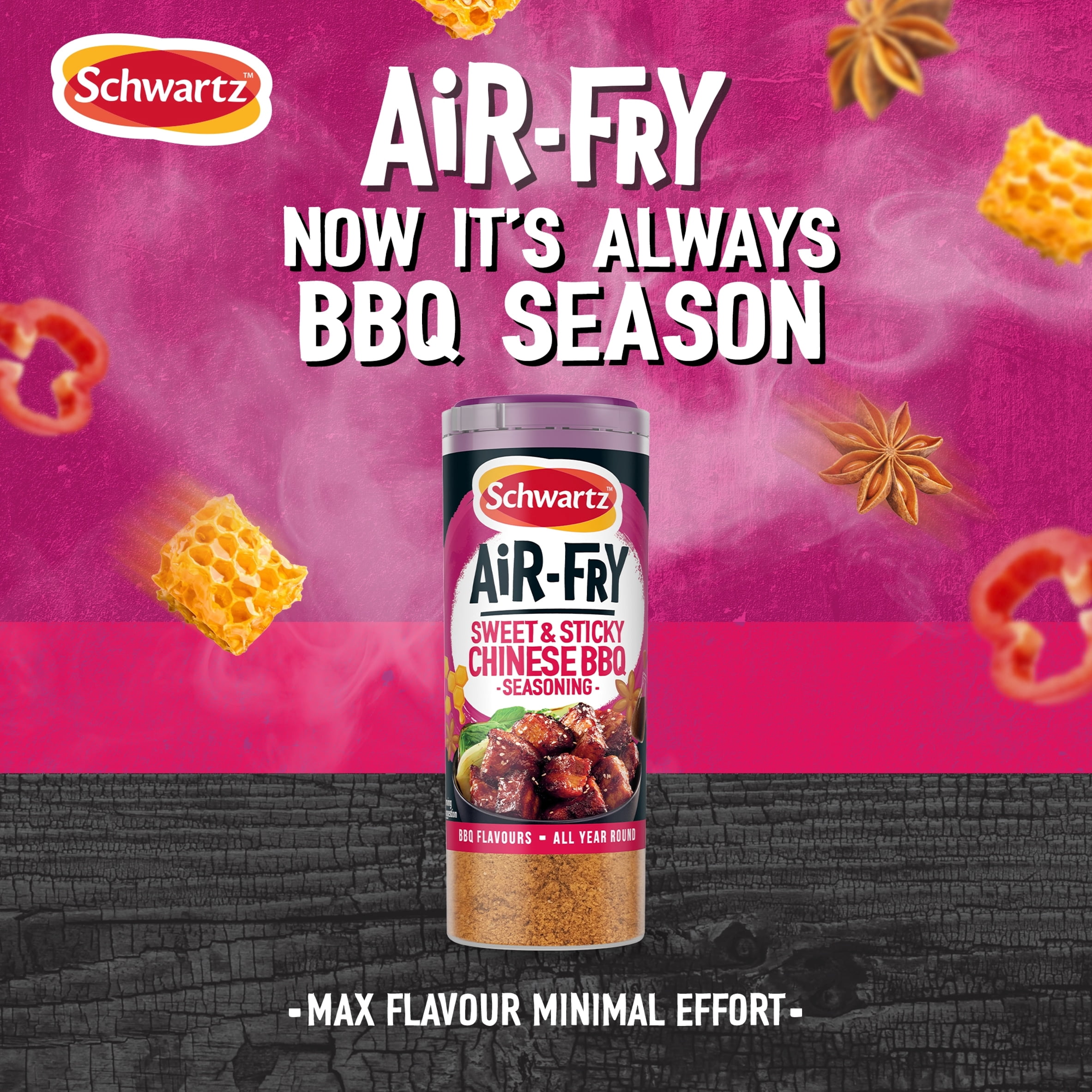 Schwartz Air Fry Sweet & Sticky Chinese BBQ Seasoning 125g, Imported from Britain