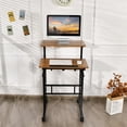thumbnail image 3 of Patiojoy Mobile Standing Desk Height Adjustable Stand Up Computer Workstation Rolling Presentation Cart w/Wide Platform Walnut, 3 of 6