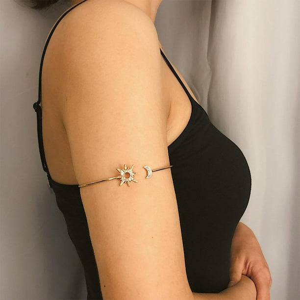 Bracelet de bras soleil lune cadeau mode tendance ouvert pour fille femme  taille unique 
