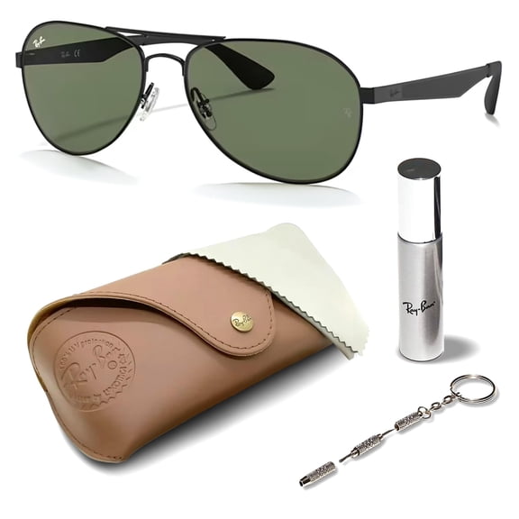 Ray-Ban RB3549 Pilot Shaped Non-Polarized Sunglasses for Men & Women - Includes Official RAYBAN Eyewear Kit - Ideal Formal & Casual Wear Sunglasses - Green Lens