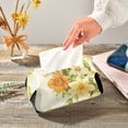 thumbnail image 5 of Yellow and Orange Floral Design Tissue Box Cover Leather Square Rectangle Tissue Box Holder for Bathroom Living Room Desk Office Decor, 5 of 7