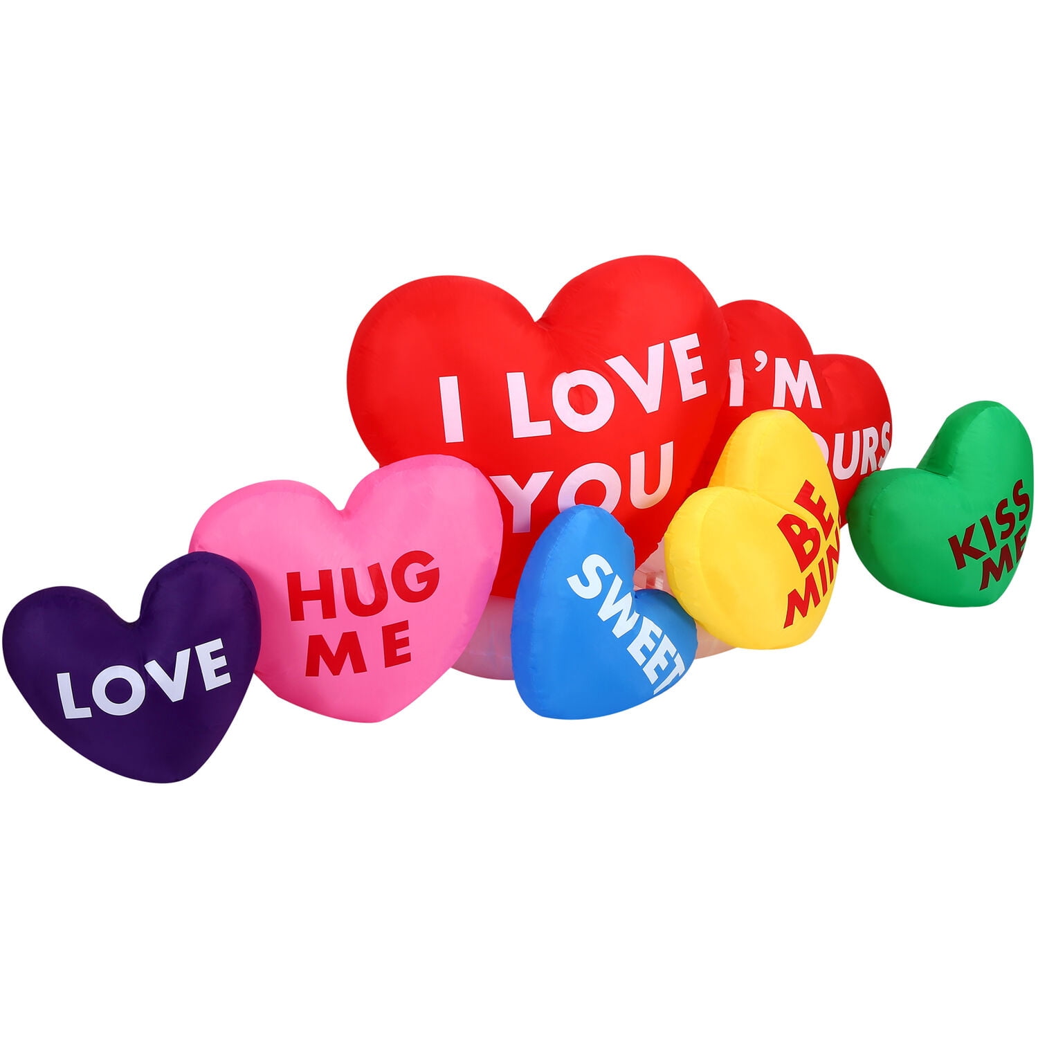 Fraser Hill Farm 6 ft. Valentine's Day Heart Candy Inflatable with LED Lights, Ropes & Stakes