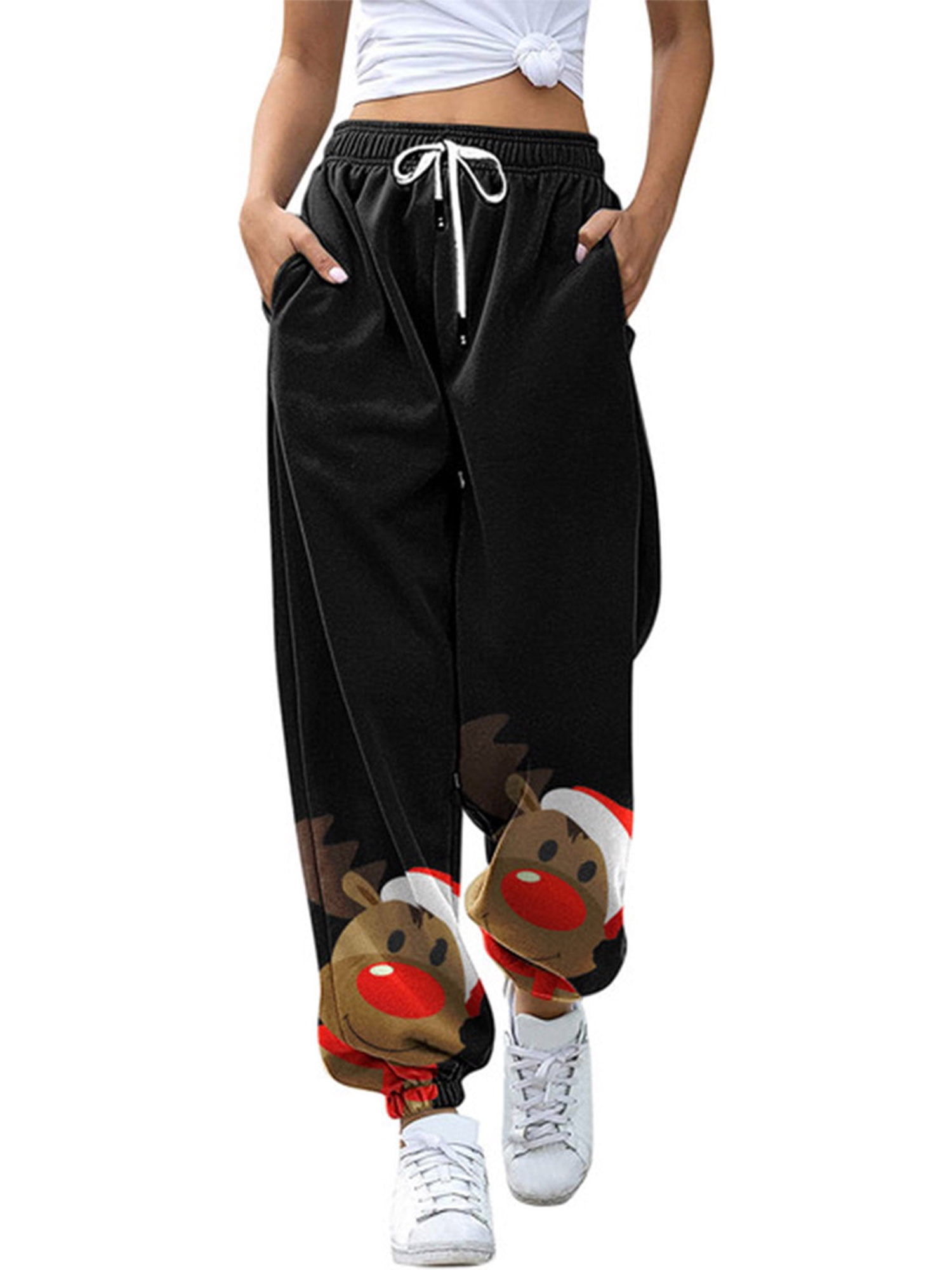 Snowman Lee Mens Big and Tall Fleece Lined Sweatpants Casual Travel Fitted Winter Jogger Pants 