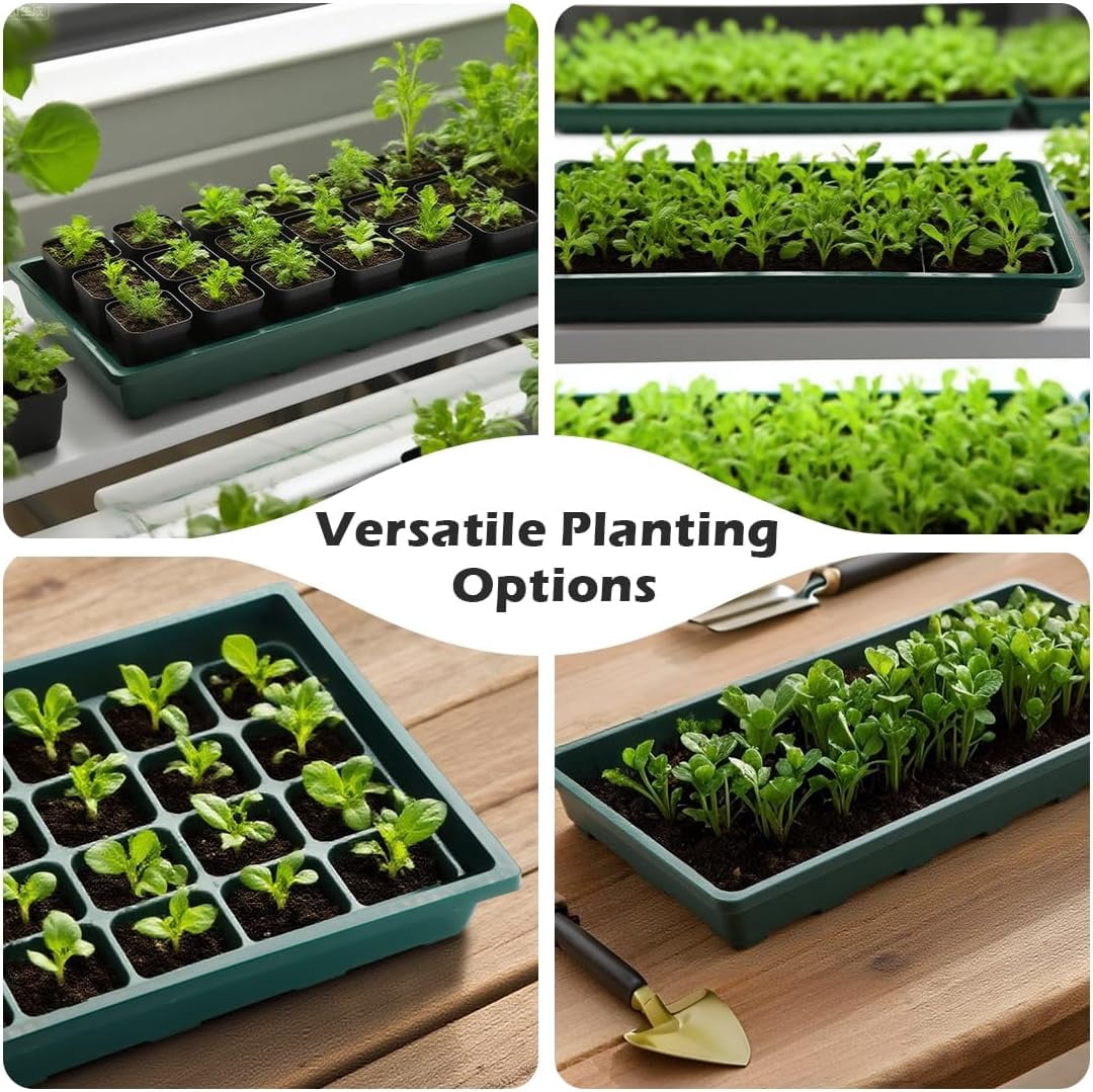 Seed Starter Plant Nursery Pots Trays, 5-Pack of Plastic Green Flats for Carrying and Holding Planting Pots