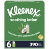 Kleenex Soothing Lotion Facial Tissues, 6 Cube Boxes with 65 White Tissues per Box (390 Total Tissues)
