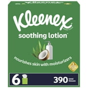 Kleenex Soothing Lotion Facial Tissues, 6 Cube Boxes with 65 White Tissues per Box (390 Total Tissues)