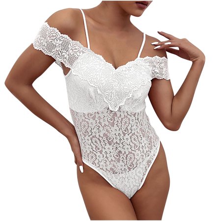 

Womens Deep V Neck Sexy Lace Bodysuit Tummy Control Thong Shapewear Hollow Out Off Shoulder Slimming Body Shaper Halter tops