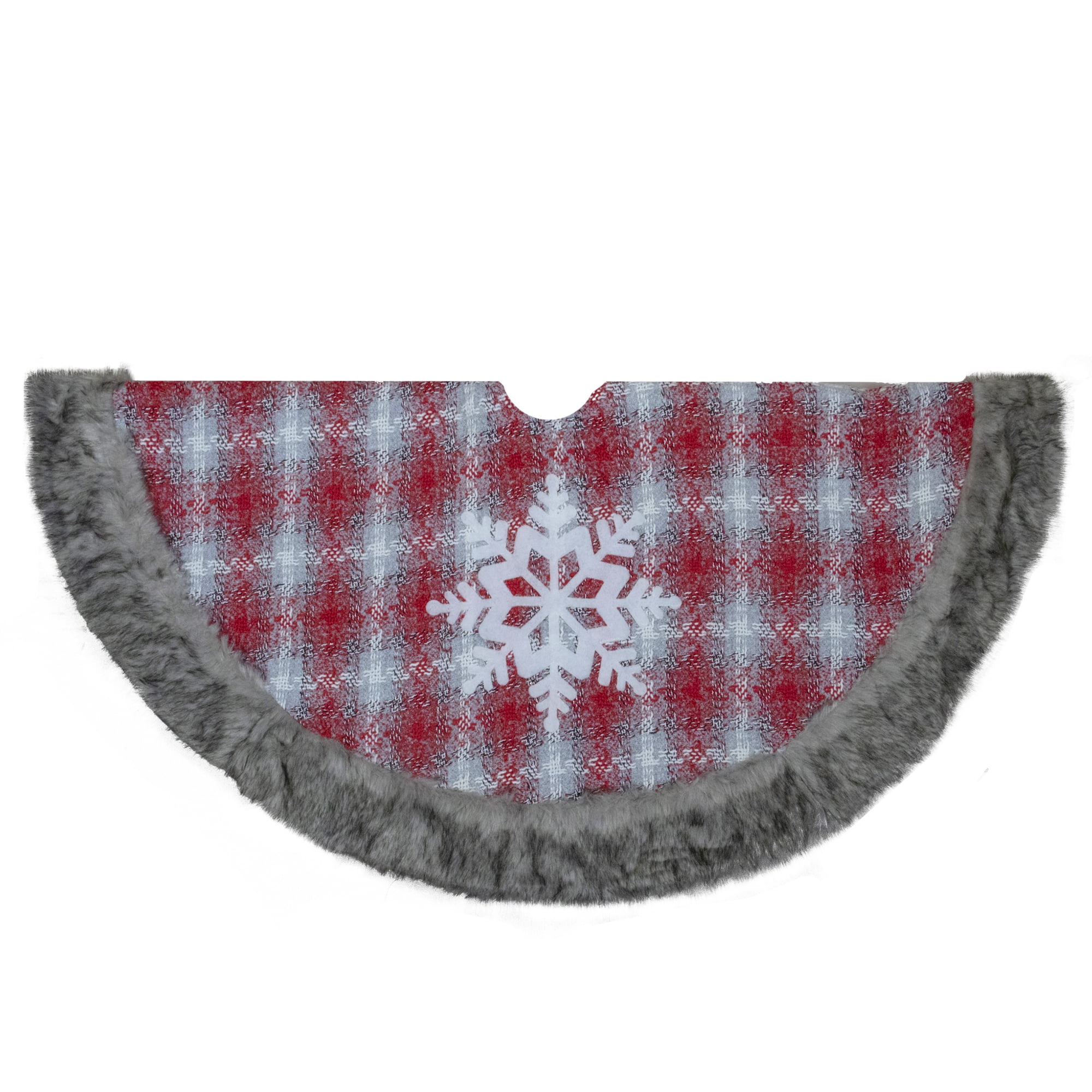 Northlight Multi-color Plaid Polyester Christmas Tree Skirt, with Snowflake 2" x 48" x 48"