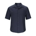 thumbnail image 6 of New summer arrivals YLSDY Men Formal Button Down Shirts, Lightweight Loose Wrinkle Free Short Sleeve Tops Summer Work Office Casual Tees with Pockets Dark Blue L, 6 of 8