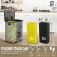 thumbnail image 3 of CAPHAUS Dual Trash Can with Lid, Trash and Recycling Bins Combo for Kitchen, Hands-free Stainless-Steel Garbage Can with 2 Compartment, Hinged Lid, Odor Filter, Handles, 25L+25L, 2 x 6.6 Gallon, 3 of 9