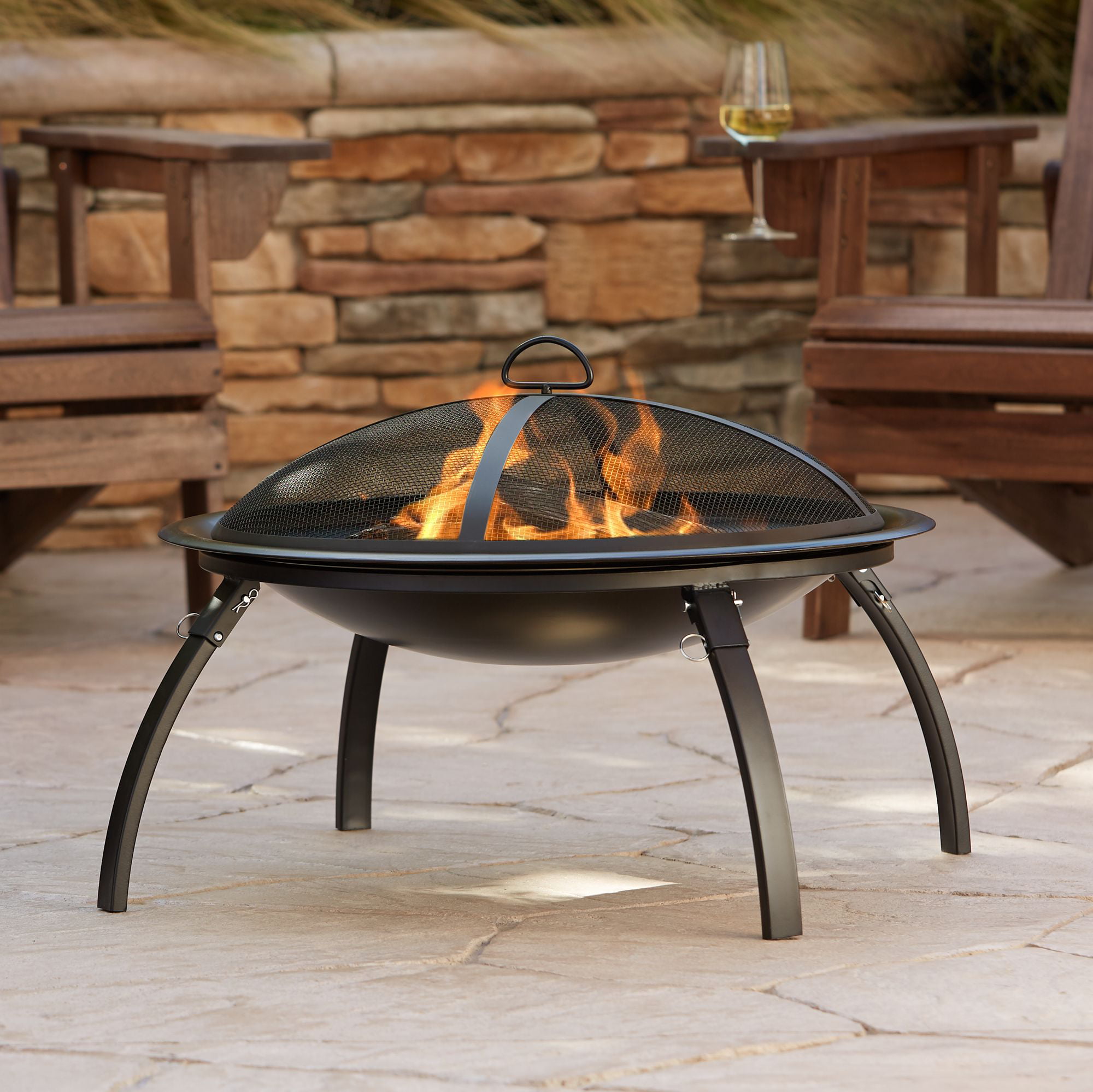 Portable Foldable Outdoor Firepit Fireplace 22 Inch Foldable Garden Camping Heat 