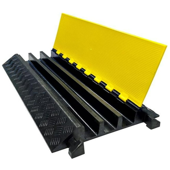 Electriduct  2.125 x 2.37 in. 3 Channel Rubber Cable Protector with Polyurethane Lid, Yellow & Black