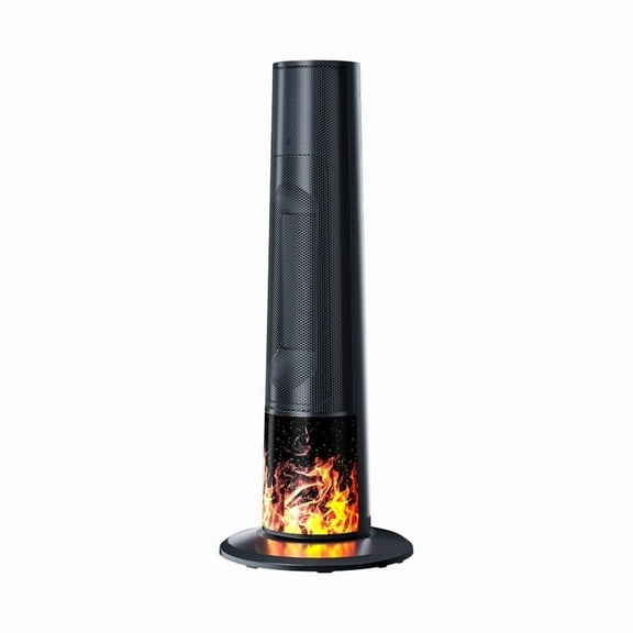 Edendirect 1500W 24.61 in. Black Electric Ceramic Heater,Energy Saving,Remote,Timer,Flame Effect,Tip-over Protection