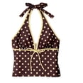 thumbnail image 5 of longantii Y2k Polka Dot Tankini, Women's Y2k Swimsuits Vintage 2 Pieces, Summer V Neck Halter Top with Shorts Whimsy Beach Bikini Yellow S, 5 of 6