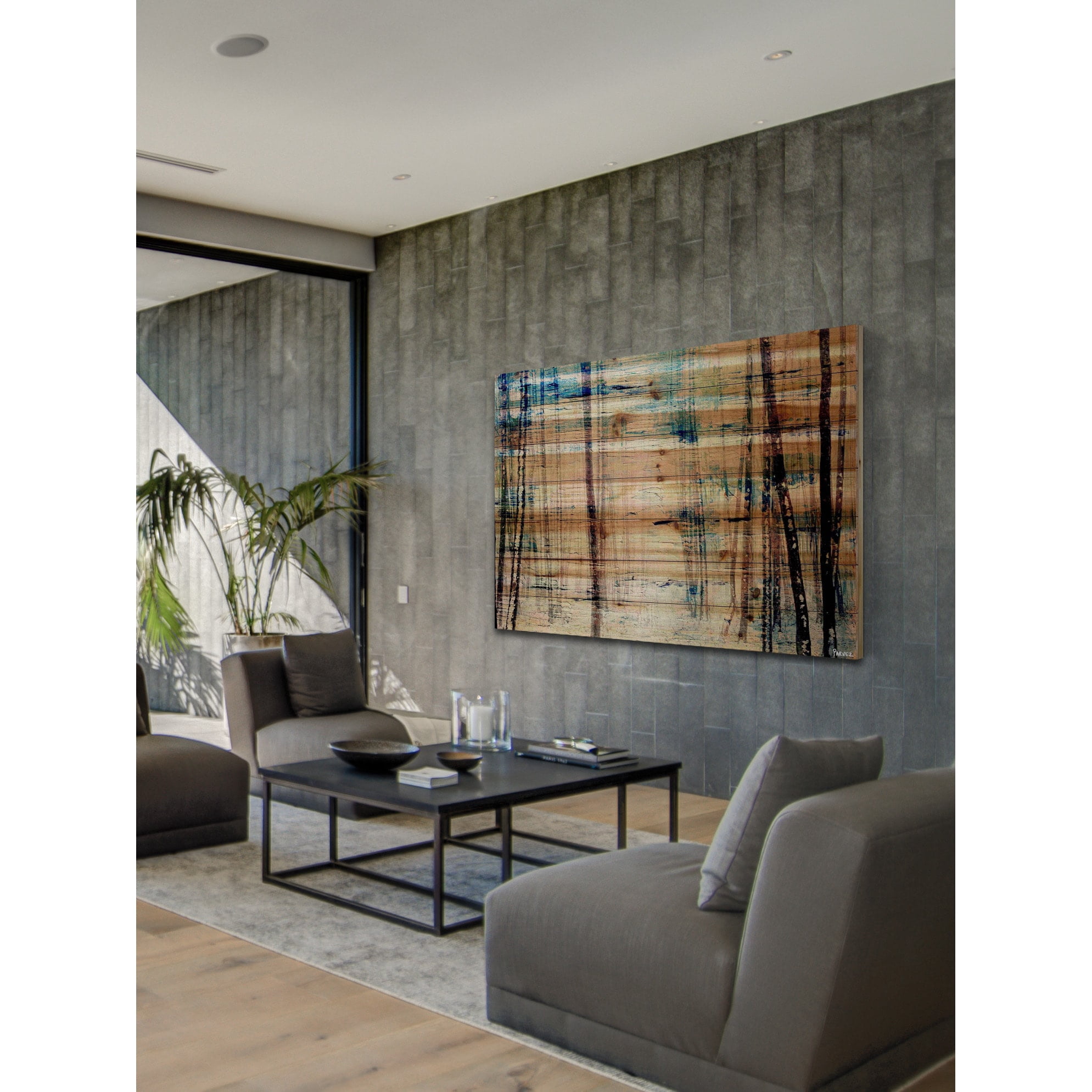 "Splash of Blue Sky" Painting Print on Natural Pine Wood