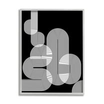 Stupell Industries Abstract Graphic Black Shapes Industrial Line Pattern Abstract Painting Gray Framed Art Print Wall Art, 11 x 14