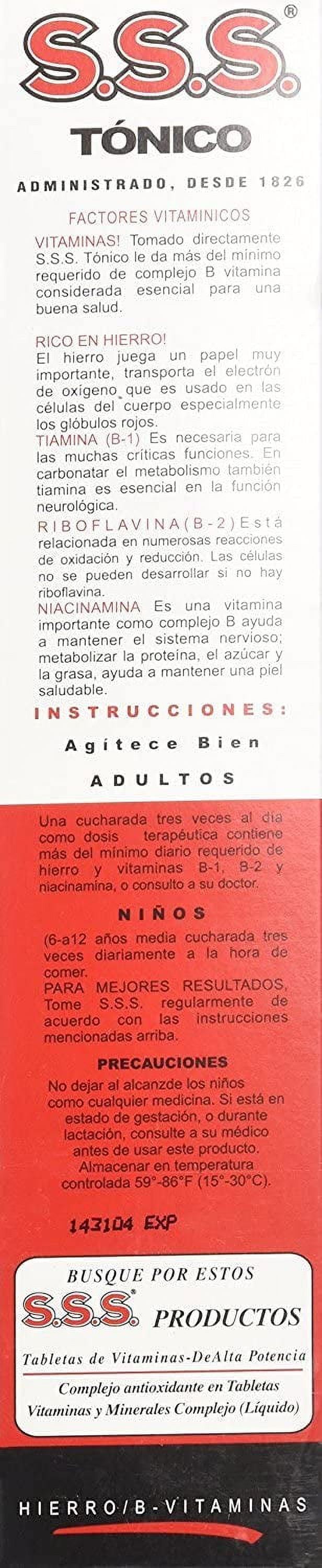 S.S.S. Tonic Liquid a High Potency Iron/ B-Vitamin Supplement, 20 Fl. Oz. (Pack of 3)