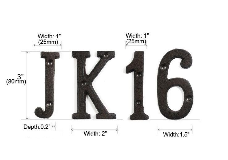inch Vintage Decorative Cast Iron Metal Alphabet Letters Wall Sign Hanging  Address Name Sign Letter(J)