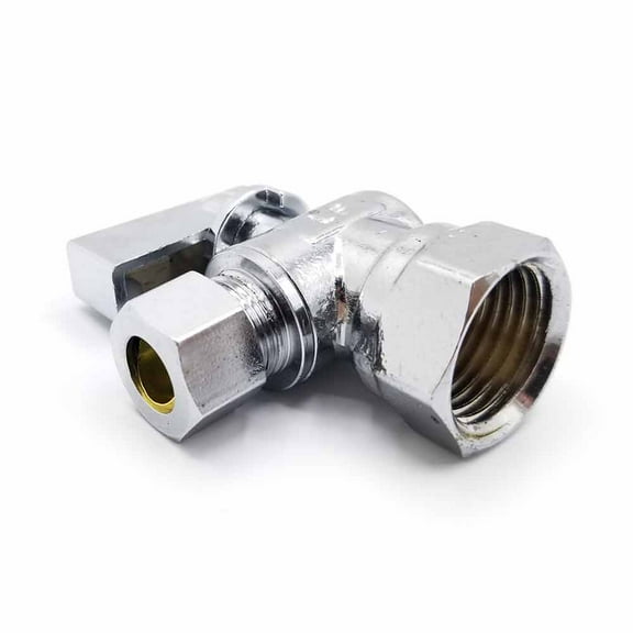 Thrifco 4406462 1/2 Inch FIP x 3/8 Inch Comp Quarter Turn Brass Angle Stop Valve (Lead Free)