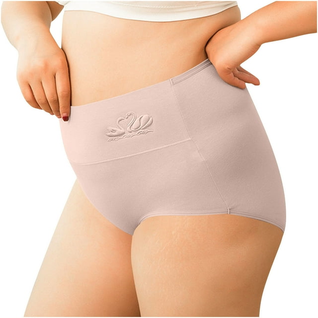 HongQid Underwear for Women Plus Sized High Rise Ribbed Hipster Breathable Soft Womens Bikini Panties Cheeky