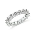 thumbnail image 3 of Round & Emerald Shape Lab Grown Diamond Sol Milgrain Eternity Ring For Women | 3 Carat IGI Certified 14K White Gold | FG-VS Quality Friendly Diamonds Eternity Ring Size 8.5, 3 of 4