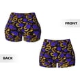 thumbnail image 4 of KLL Golden Snake And Purple Rose Pattern Workout Shorts for Women Scrunch Short Gym Yoga Running Sport Active Exercise Fitness Shorts, 4 of 8