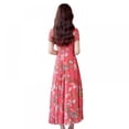 thumbnail image 2 of Robe Maxi Femmes Imprimé Floral Casual Split Beach Robe Dames Élégante Coton Vintage Boho Robes de Soirée, 2 of 7