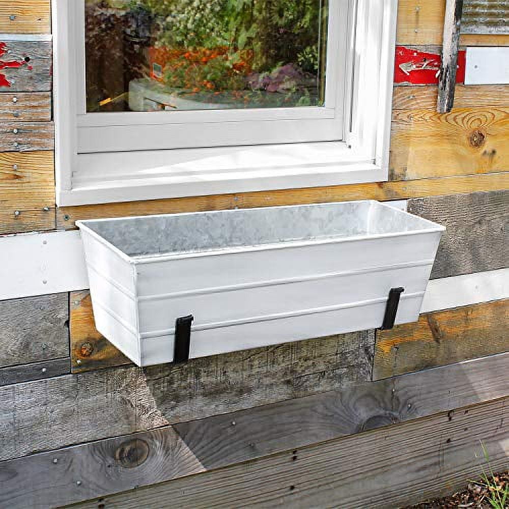 Achla C-20W-WM Flower Box with Wall Brackets, White - Medium