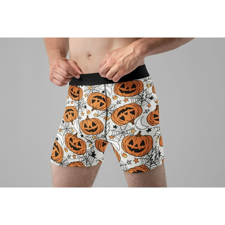 Halloween Boxer Briefs for Men Pumpkins Spiders Candy Corn Underwear