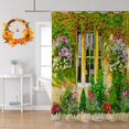 thumbnail image 4 of Spring Floral Wall Shower Curtain Country Town Green Ivy Leaves Blossom Flowers Italy Landscape Shower Curtain for Bathroom Decor Waterproof Fabric Set with Hooks, 72x84 Inch, 4 of 6