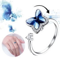 DESIGNICE Fidget Anxiety Rings Adjustable Open Fidget Ring Rotatable Worry Ring Stress Relief Stackable Rings Fidget Jewelry