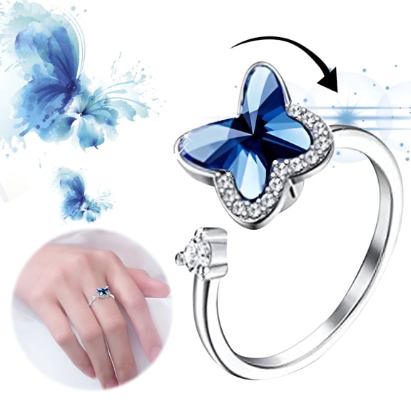 DESIGNICE Fidget Anxiety Rings Adjustable Open Fidget Ring Rotatable Worry Ring Stress Relief Stackable Rings Fidget Jewelry