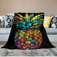 thumbnail image 2 of Shangniulu Pineapple Colorful Blanket Print Throw Black Blanket Lightweight Cozy Print Warm for Women Girl Gift 50"x60", 2 of 6