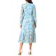thumbnail image 3 of Vestido Boho Floral de Chiffon para Mujer con Mangas Largas, Semi Transparente, con Volantes y Capas, con Bolsillo, Azul XL, 3 of 6