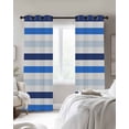 thumbnail image 3 of Blue Ombre Striped Blackout Curtains, Light Blocking Print Window Curtains, Farmhouse Stripes Simple Art Thermal Insulated Window Drapes for Living Room Kitchen Cafe 2 Panels, 84"W x 63"L, 3 of 9