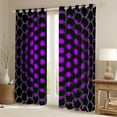 thumbnail image 2 of Black And Purple Curtains & Drapes 42"Wx63"L 3D Neon Geometric 30%-50% Blackout Curtains Women Bedroom,Abstract Geometry Honeycomb Window Curtains Soft Microfiber Window Treatments 2 Panels, 2 of 6
