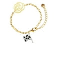 thumbnail image 2 of Delight Jewelry Silvertone Checkered Race Flag Gold-tone Flower Link Chain Bracelet, 6.75"+2" Extender, 2 of 4
