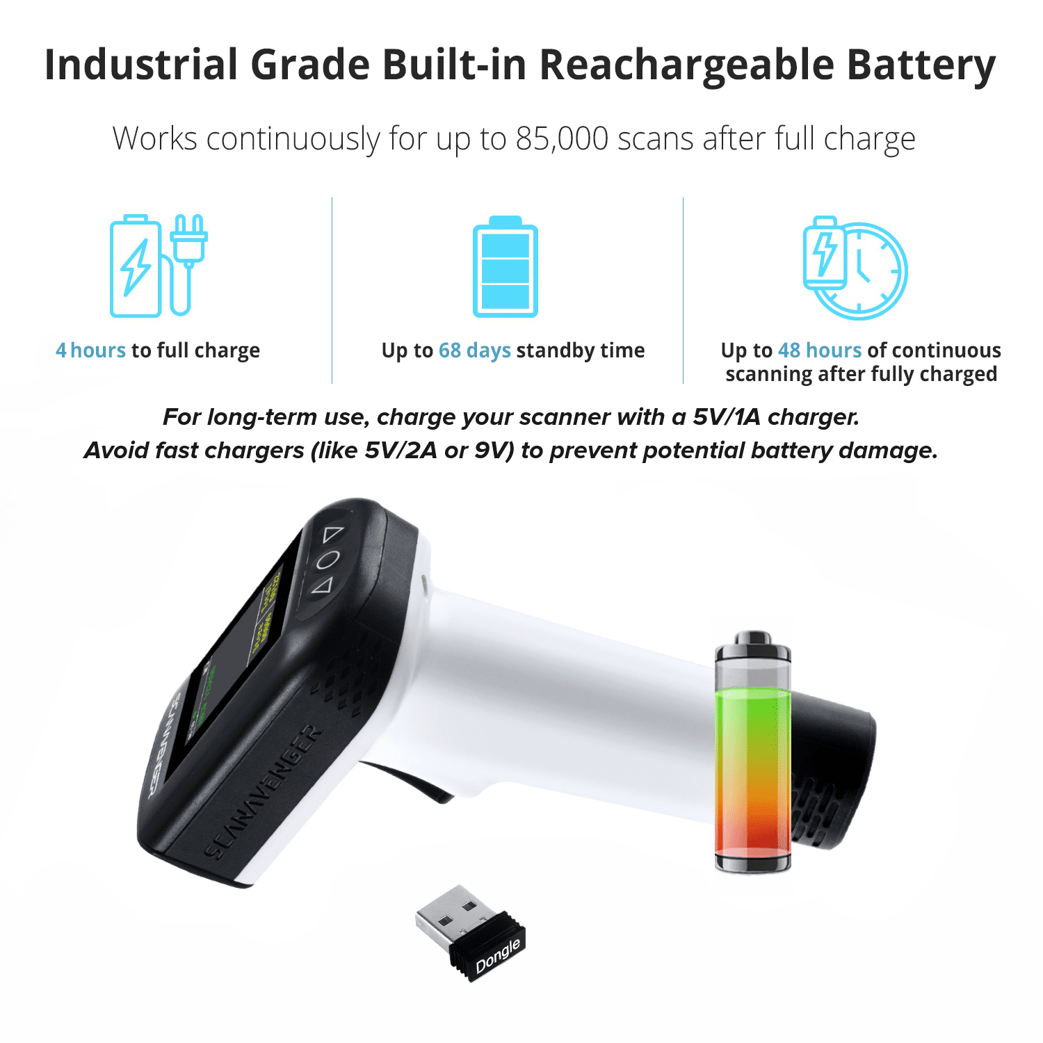 ScanAvenger SA9400 Wireless 1D/2D Barcode Scanner – Bluetooth, Wi-Fi, USB, Handheld/on-Counter with LCD Display