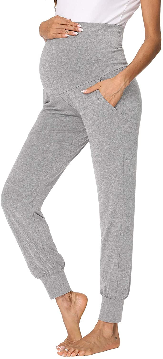 Pregnancy Lounge/Pajama/Pj Sweatpants Women Maternity Jogger Pants Over The Belly with Pocket