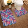 thumbnail image 2 of Honeii Tropical Leaves Pattern Bathroom Anti-Skid Pad Bathroom Mat Vintage Seamless Pattern Not-Slip Toilet Rug Set, 2 of 6
