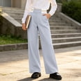 thumbnail image 6 of Stamzod Uniform Pants for Girls Fashion Striped High Waisted Wide Leg Dress Pants Casual formal Straight Leg Trousers with Pockets 13-14Years, 6 of 10
