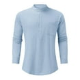 thumbnail image 3 of BJUTIR Mens T-Shirts Men'S Casual Stand Collar Solid Shirt Long Sleeve Pocket Cotton Shirt Tops, 3 of 8