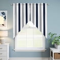 thumbnail image 6 of Navy Blue Gray Striped Kitchen Window Curtains, Swag Curtains Valance for Bedroom Living Room Bathroom, Farmhouse Stripe Art Rod Pocket Window Treatment Curtain Block Drapes 2 Panels 28"x36", 6 of 9