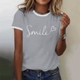 thumbnail image 2 of T-Shirts pour Femmes, Blouse à Manches Courtes Imprimé Floral Décontracté, Hauts pour Femmes Gris m, 2 of 7