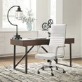 thumbnail image 2 of KaiMeng Ribbed Office High Back PU Leather Desk Adjustable Swivel Task Computer Chair with Armrest for Conference Study Leisure, White, 2 of 5
