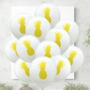 FRCOLOR 12pcs 12inch Pineapple Printing Balloon Decoration Latex Balloon Party Supplies for Wedding Birthday Hawaii Luau Party Summer Party Holiday