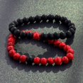 thumbnail image 5 of Cnlq Long Distance Bracelets For Lovers Couples Matching Gift Matte Agate 8Mm Bead Stone (Elastic Red)[S4020], 5 of 5