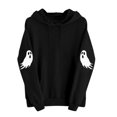 thumbnail image 3 of Women's Fall Hoodies Floral Ghost Pumpkin Graphic Print Sweatshirts Long Sleeve Oversized Pullover Hooded Tops Casual Autumn Relaxed Fit Clothes, 3 of 6